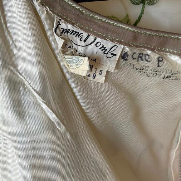 Vintage 1950s Emma Domb White Chiffon Tulle Cupcake Prom Dress Green Embroidery - Picture 9 of 16